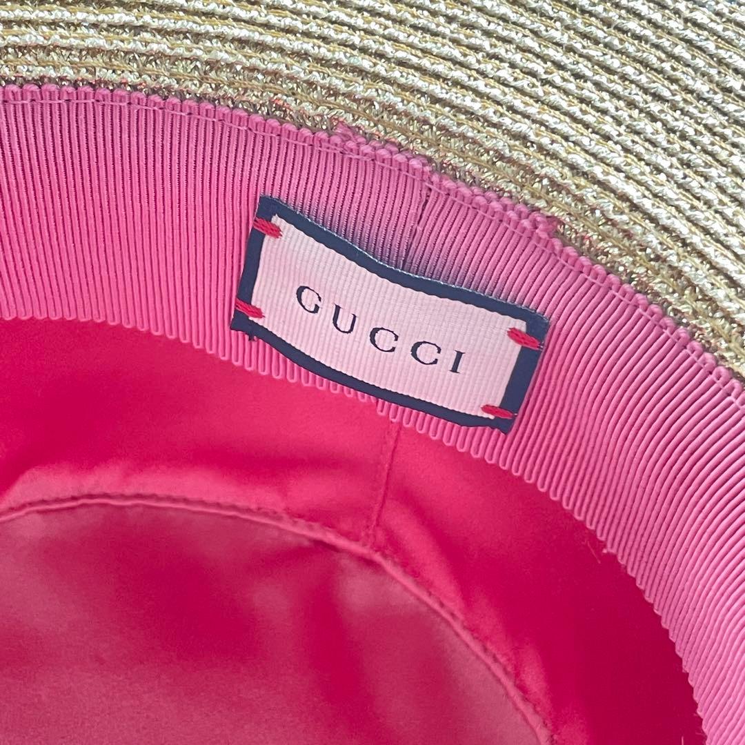 【新品】GUCCI グッチ ラメ ファブリック パピエ ハット ビー ゴールド