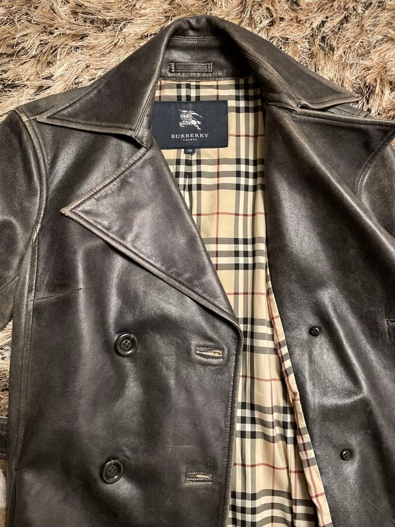 BURBERRY バーバリー羊革ダメージ加工トレンチコート ３８