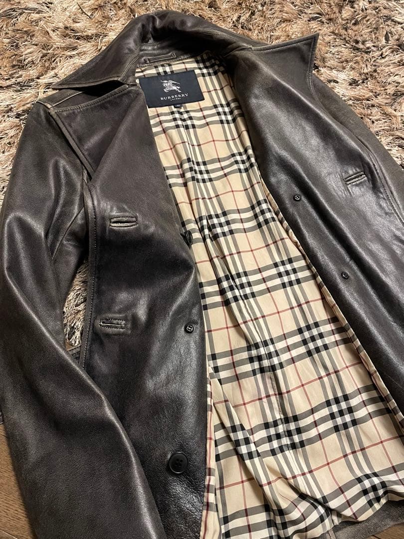 BURBERRY バーバリー羊革ダメージ加工トレンチコート ３８