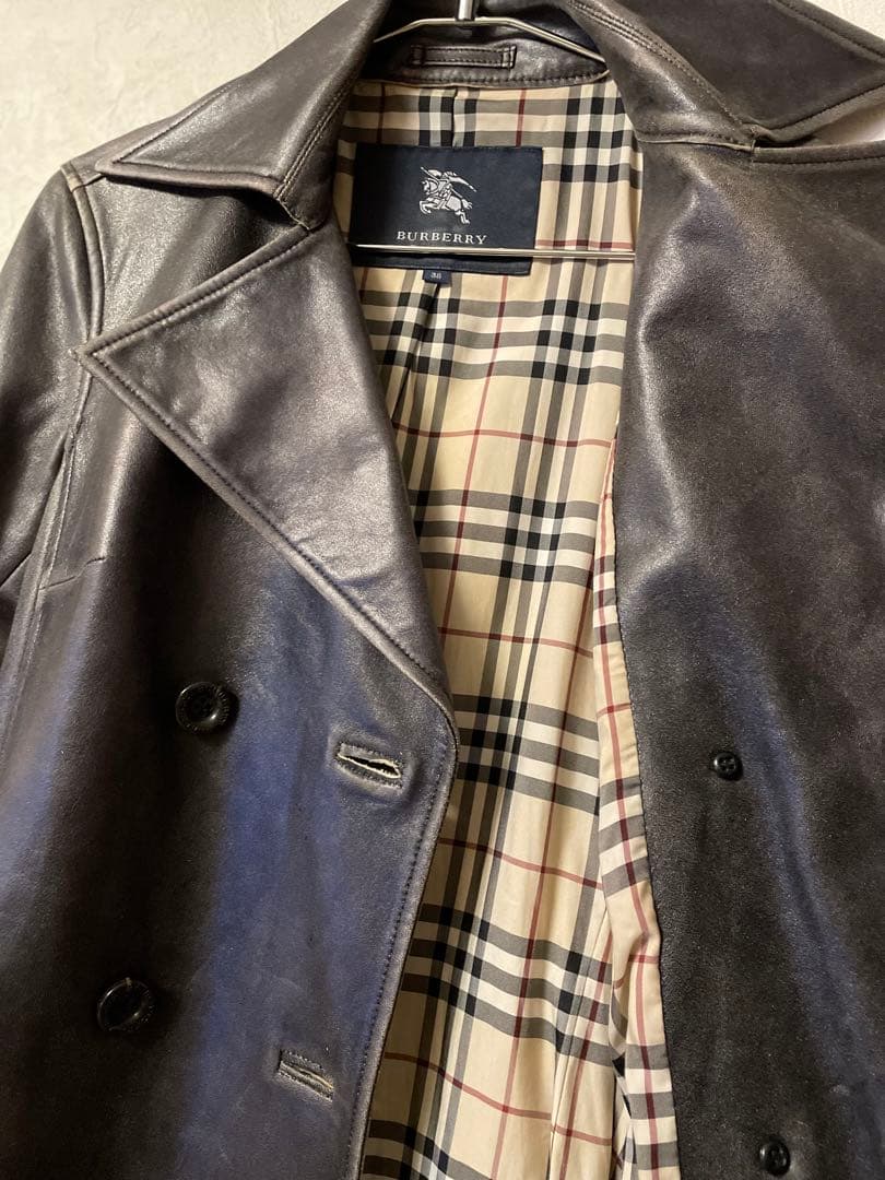 BURBERRY バーバリー羊革ダメージ加工トレンチコート ３８