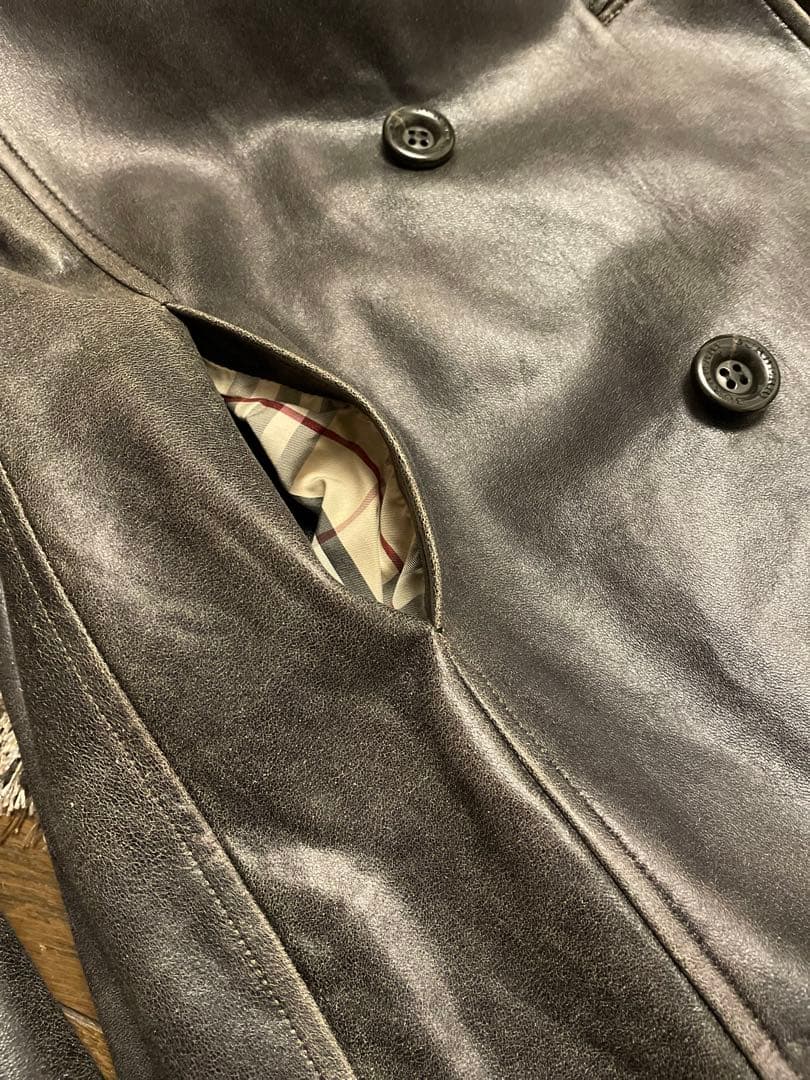 BURBERRY バーバリー羊革ダメージ加工トレンチコート ３８