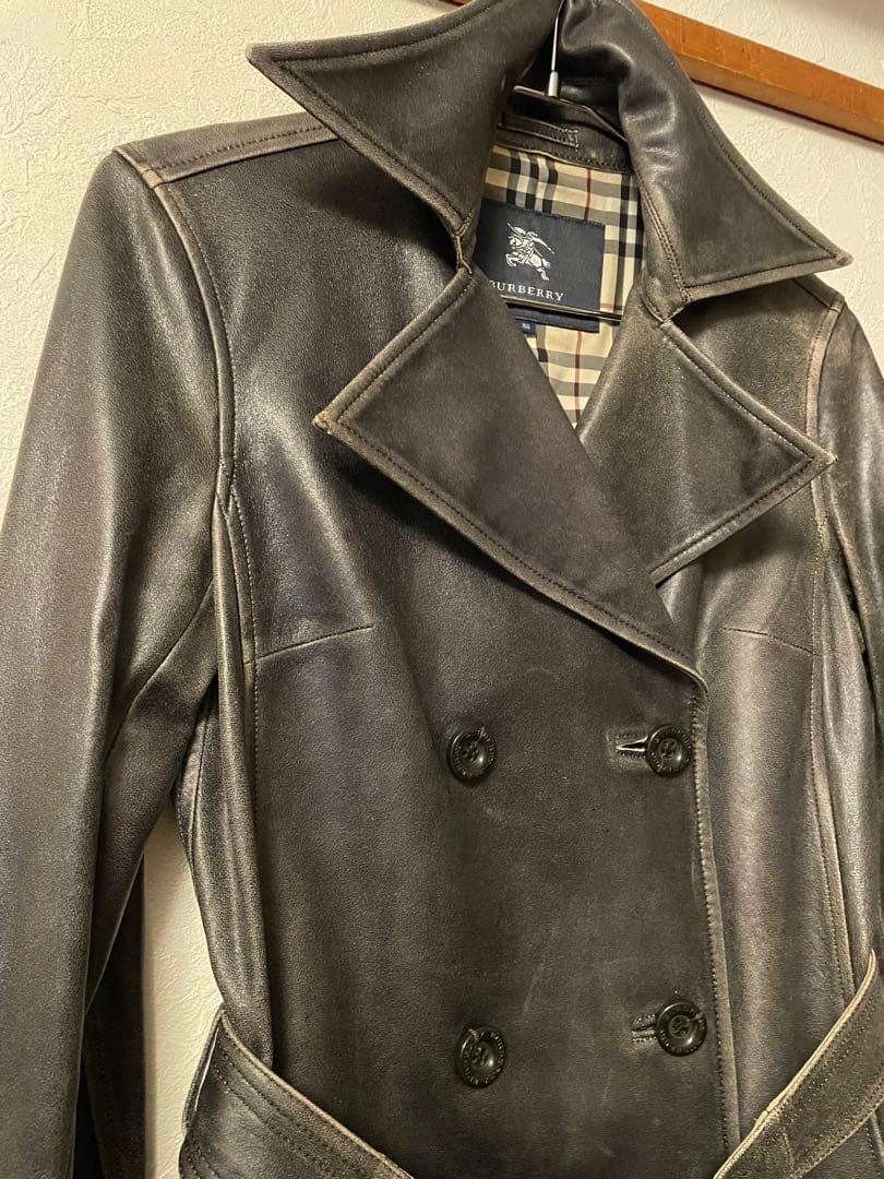 BURBERRY バーバリー羊革ダメージ加工トレンチコート ３８