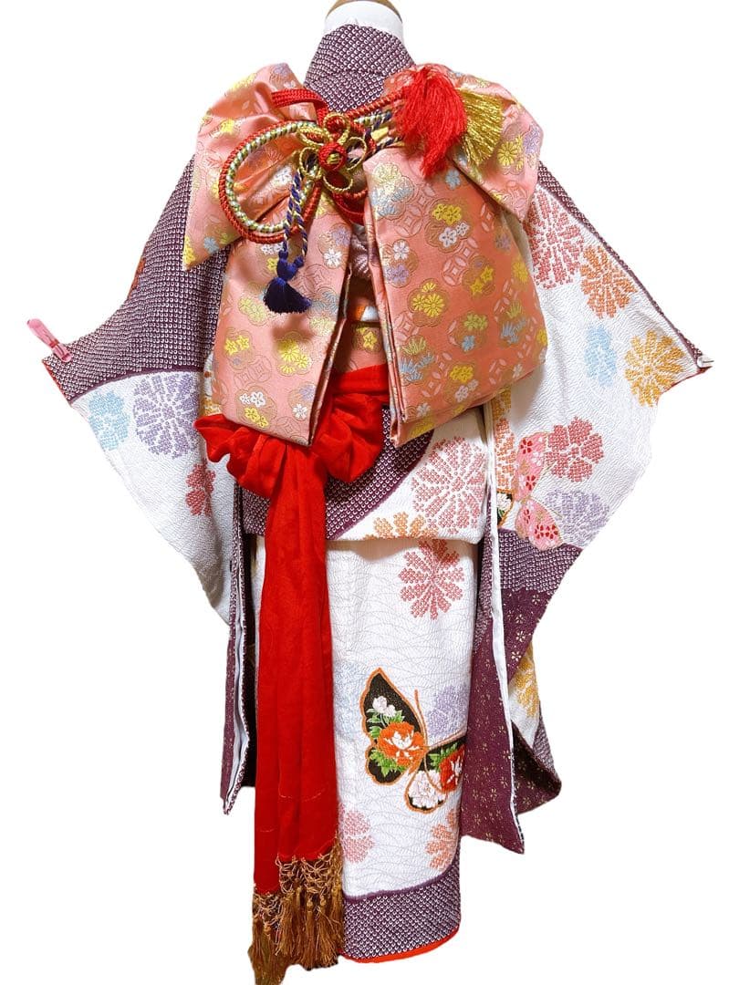 訳あり！特価品♡七五三　7歳　女の子　フルセット　一式　紫　ピンク　鹿の子柄