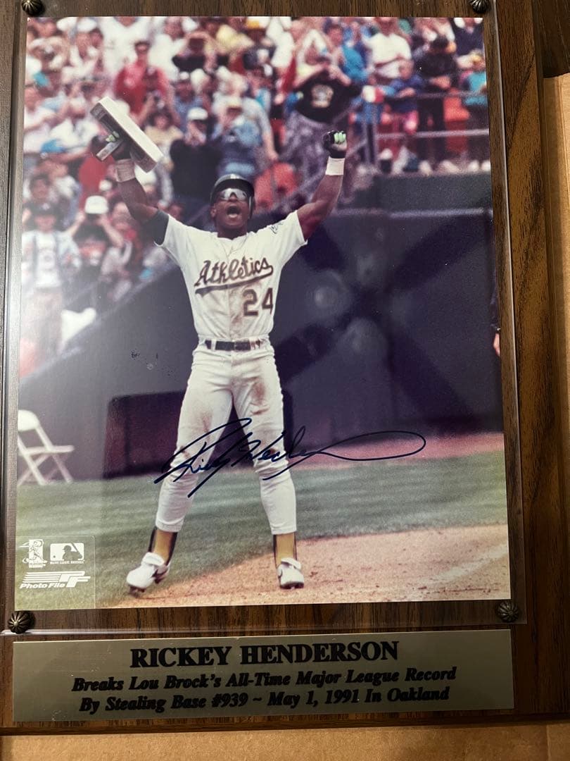 Rickey Henderson 直筆サイン入りフォトプラーク