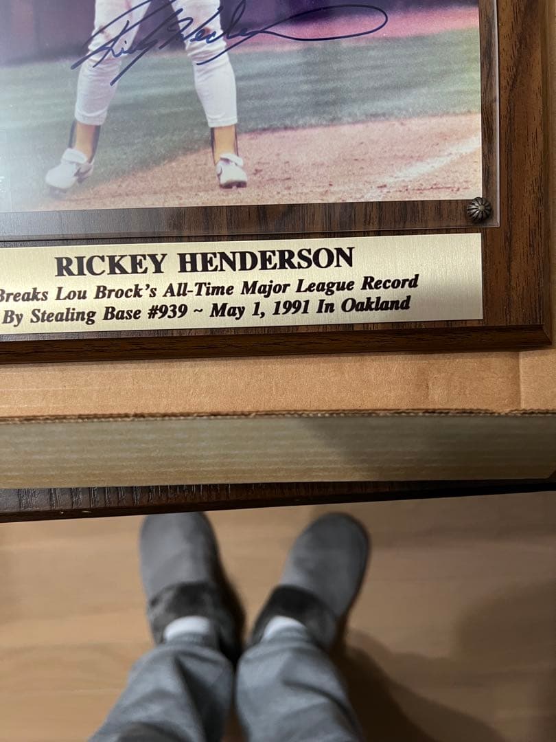 Rickey Henderson 直筆サイン入りフォトプラーク