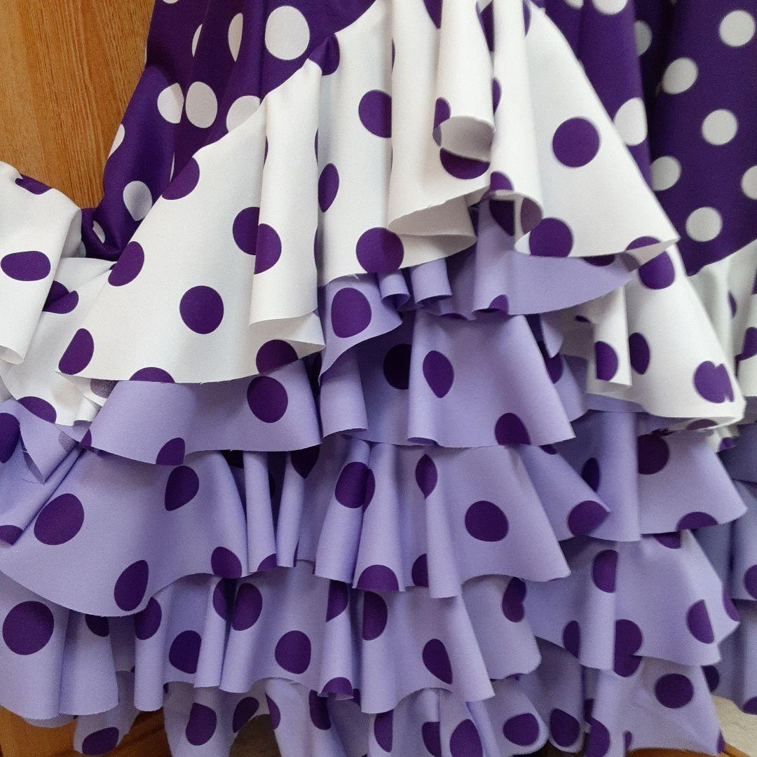 フラメンコ衣装　☆ファルダのみ　紫/白/藤色ファルダ