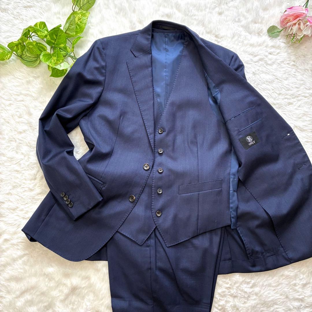ONLY　スーツ　3ピース　カノニコ　高級生地　ネイビー　セットアップ