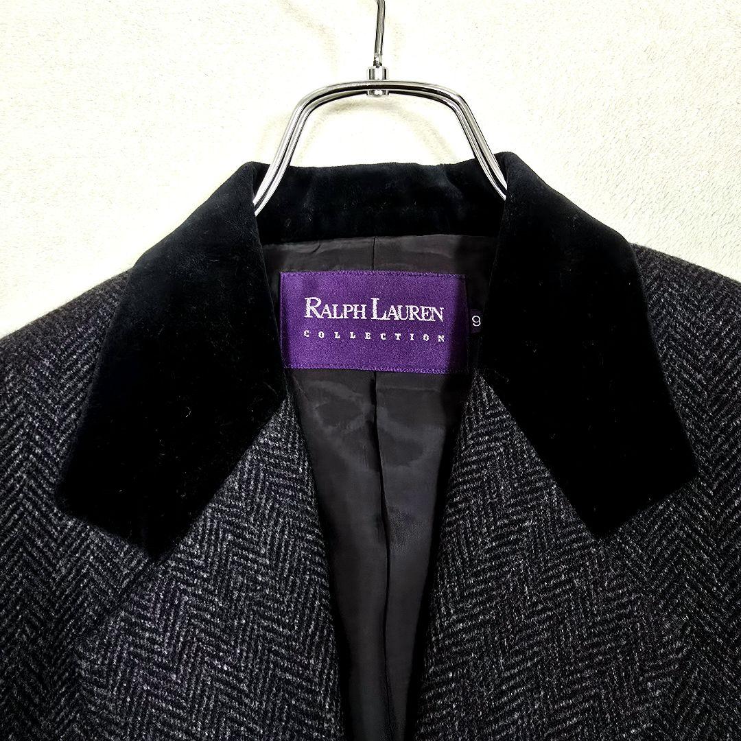 極美品 ラルフローレンコレクション テーラードジャケット ヘリンボーン 襟ベロア