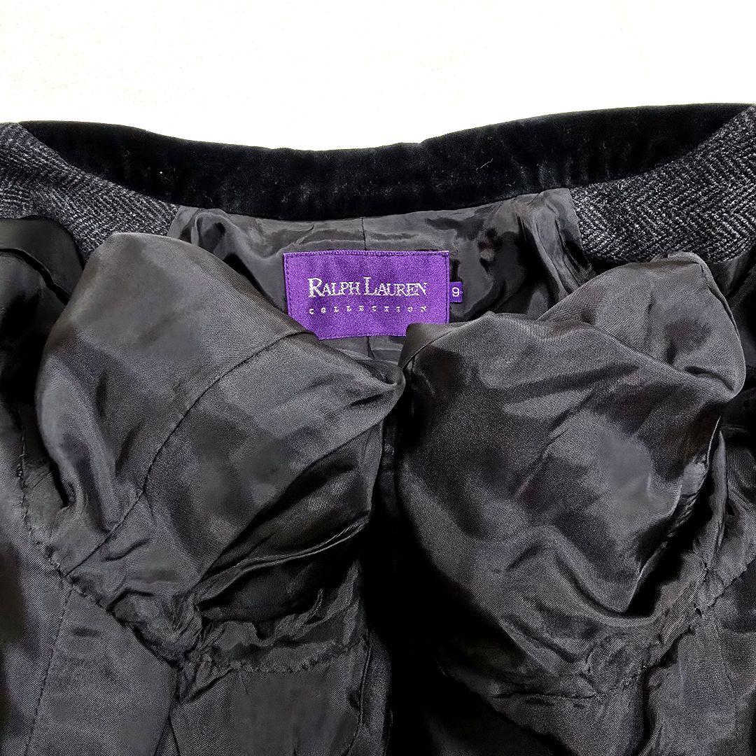 極美品 ラルフローレンコレクション テーラードジャケット ヘリンボーン 襟ベロア