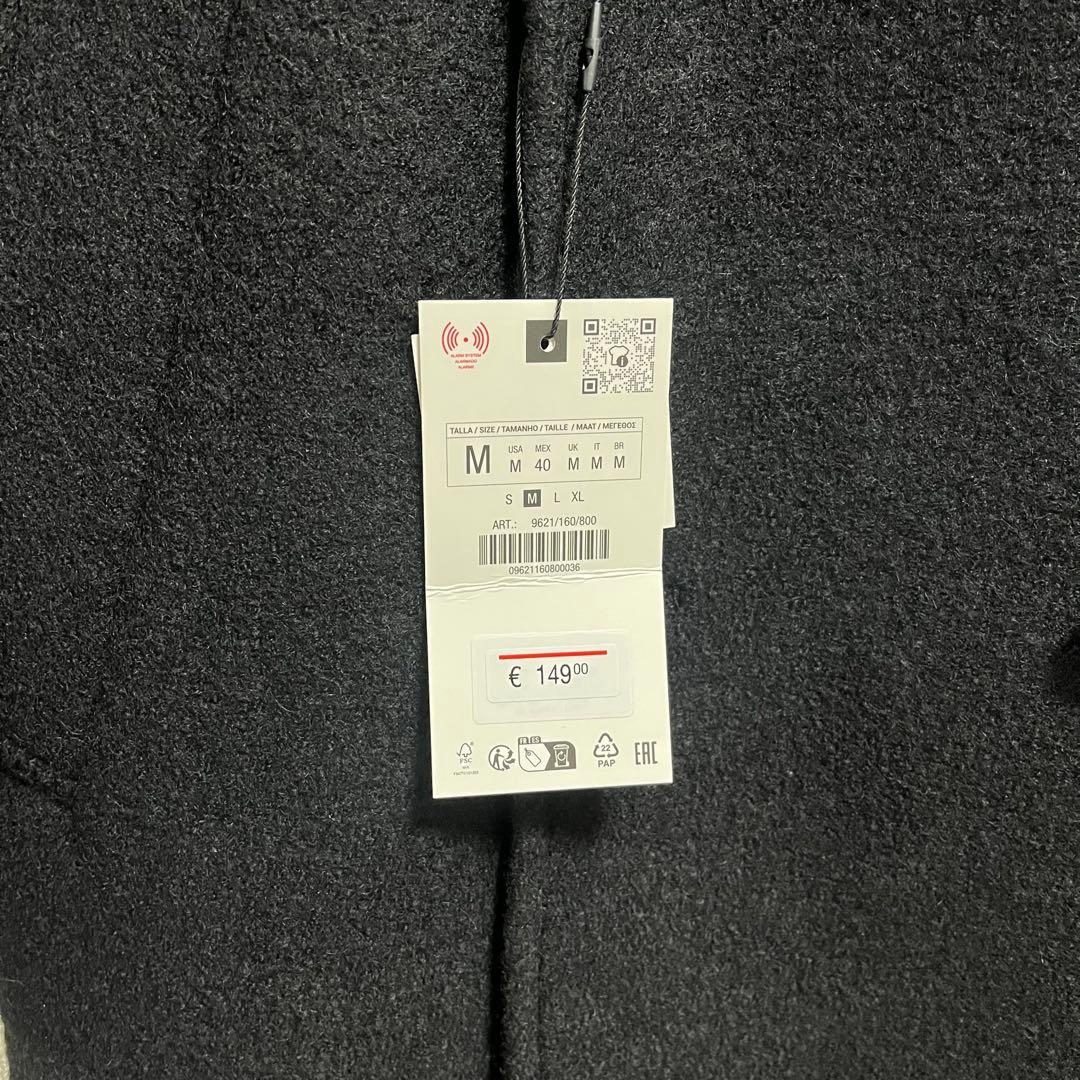 ZARA ダブルブレスト 黒 チェスターコート ウール