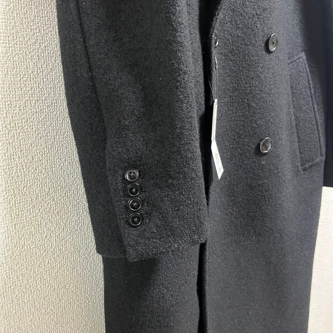 ZARA ダブルブレスト 黒 チェスターコート ウール
