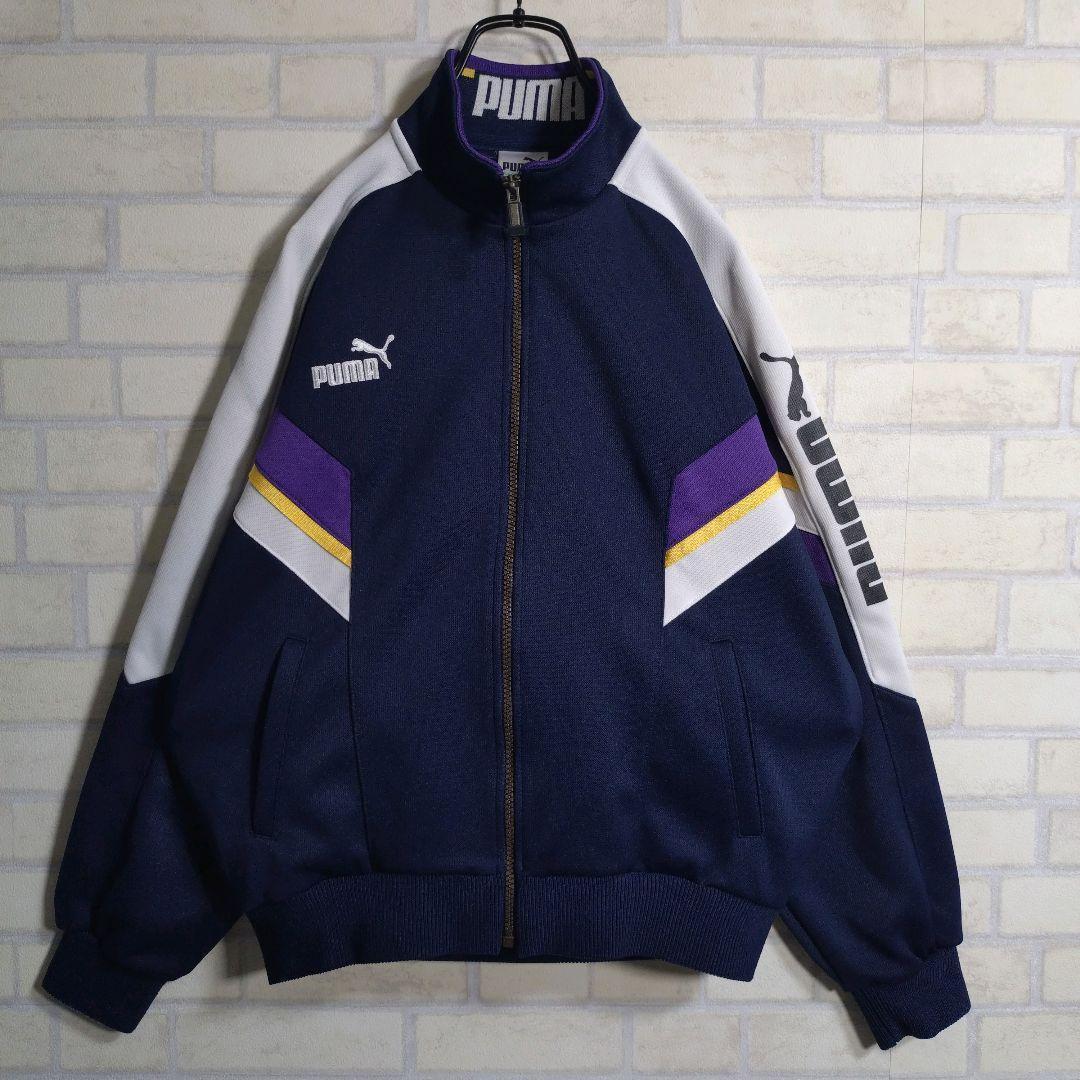プーマ★PUMA 90s ヒットユニオン セットアップ ジャージ 上下 紺 L