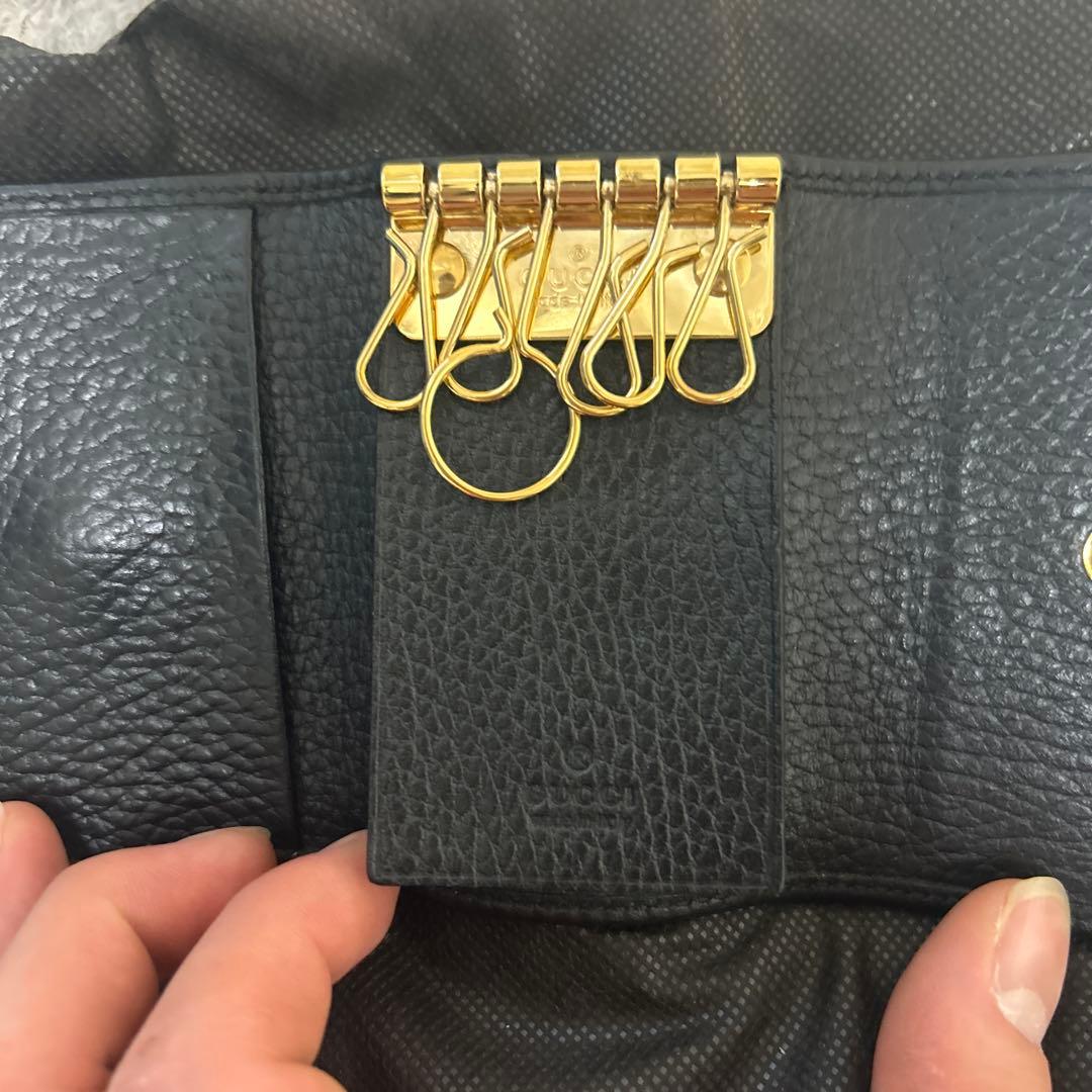 グッチ ggマーモント 456118 レザー キーケース ブラック