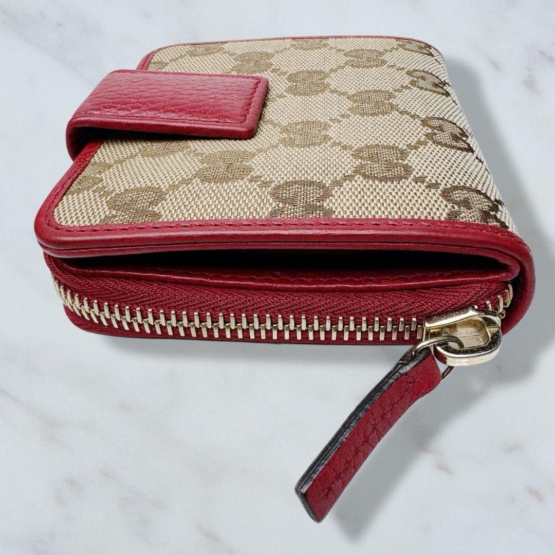 01 極美品 GUCCI GGキャンバス 二つ折り財布 n9