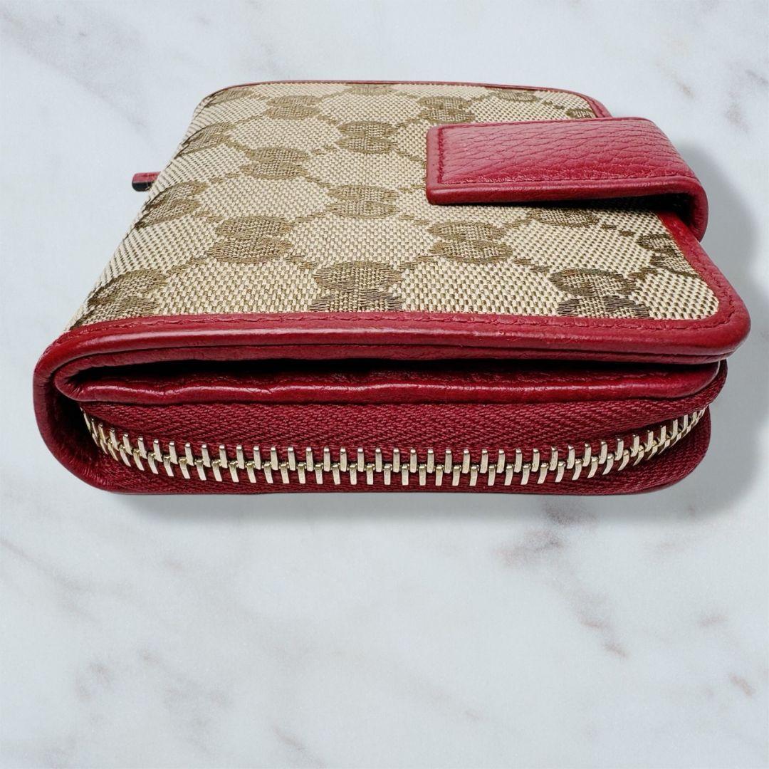 01 極美品 GUCCI GGキャンバス 二つ折り財布 n9