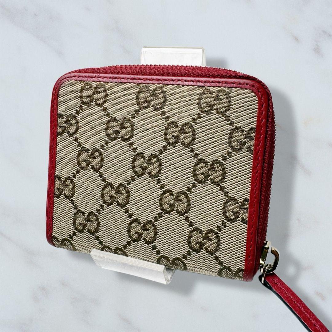01 極美品 GUCCI GGキャンバス 二つ折り財布 n9
