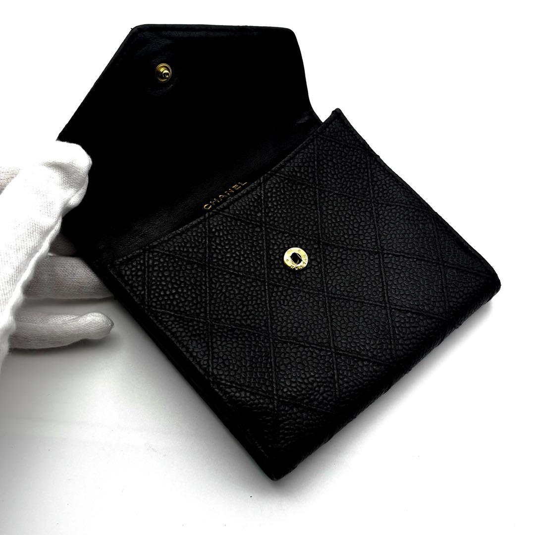 【極美品✨】シャネル 財布 ビコローレ キャビア Wホック 二つ折