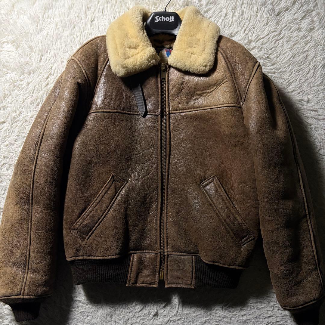 H*O様 米国製■schott フライトジャケット　B-6 羊革　ムートン　ブラ