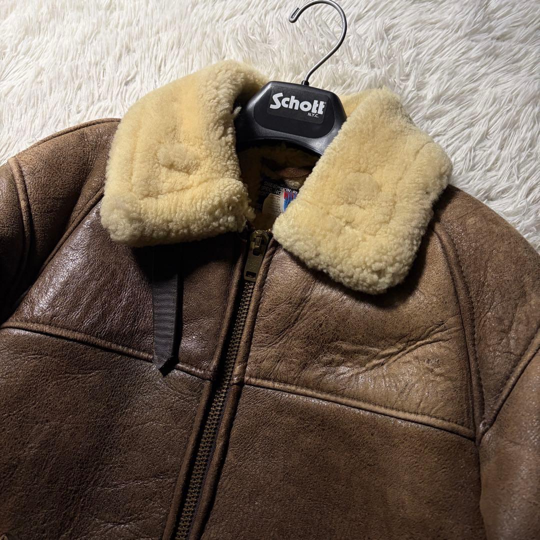 H*O様 米国製■schott フライトジャケット　B-6 羊革　ムートン　ブラ