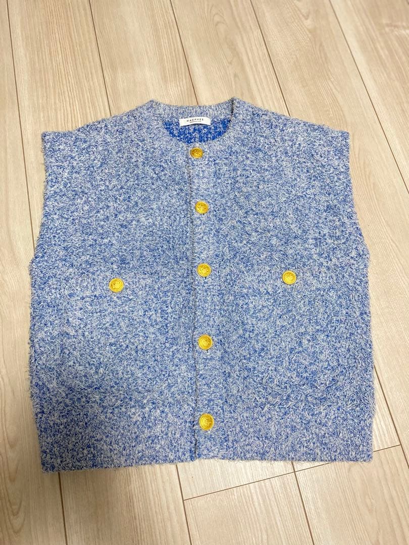 S⭐︎-　【MACPHEE】ツイーディー クルーネックジレ ライトブルー