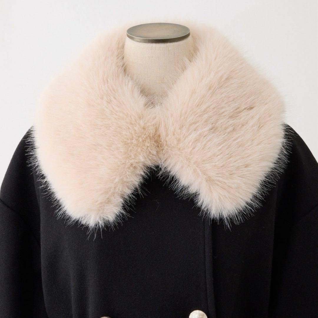 NICE CLAUP ナイスクラップ ファー付きダブルブレストロングコート