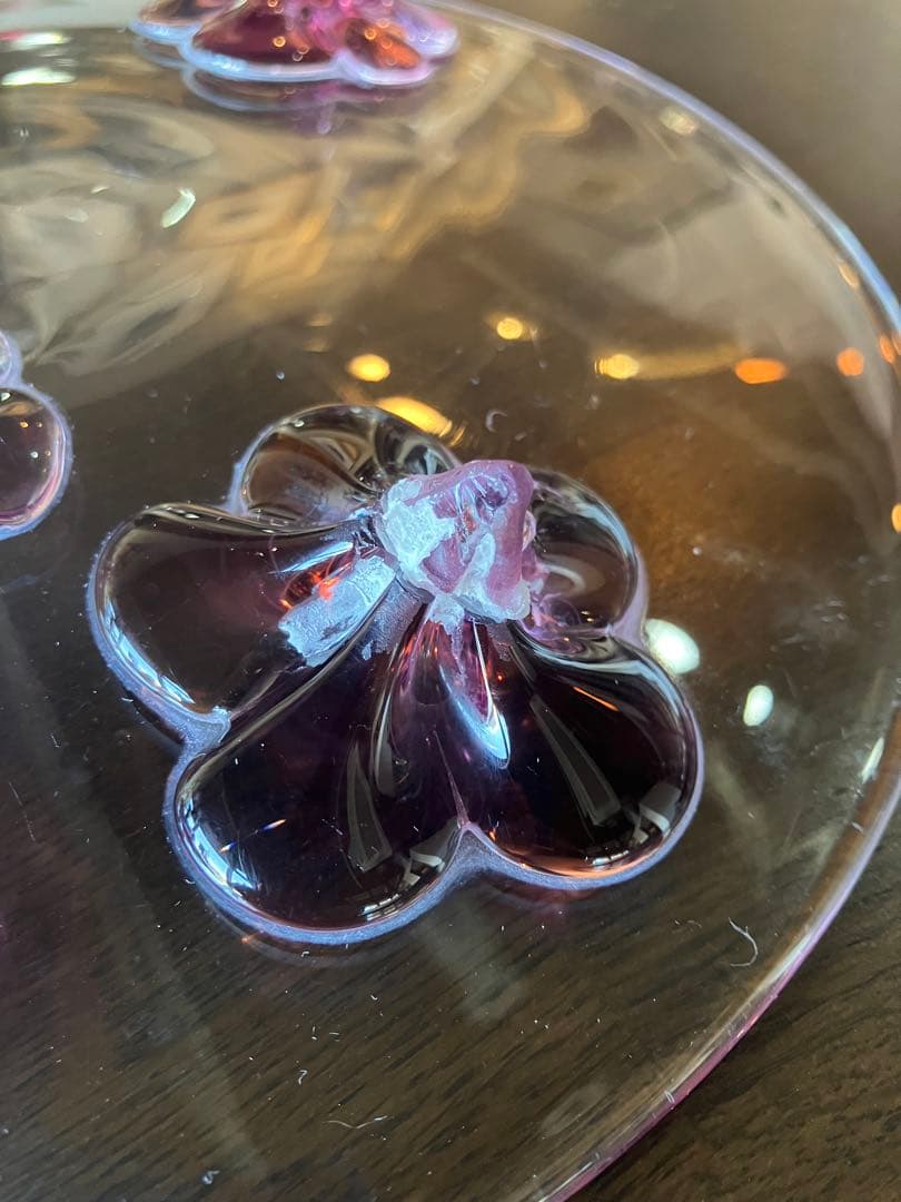 カメリア：プレート (23cm) ワインレッド. スガハラ　Sghr 5枚