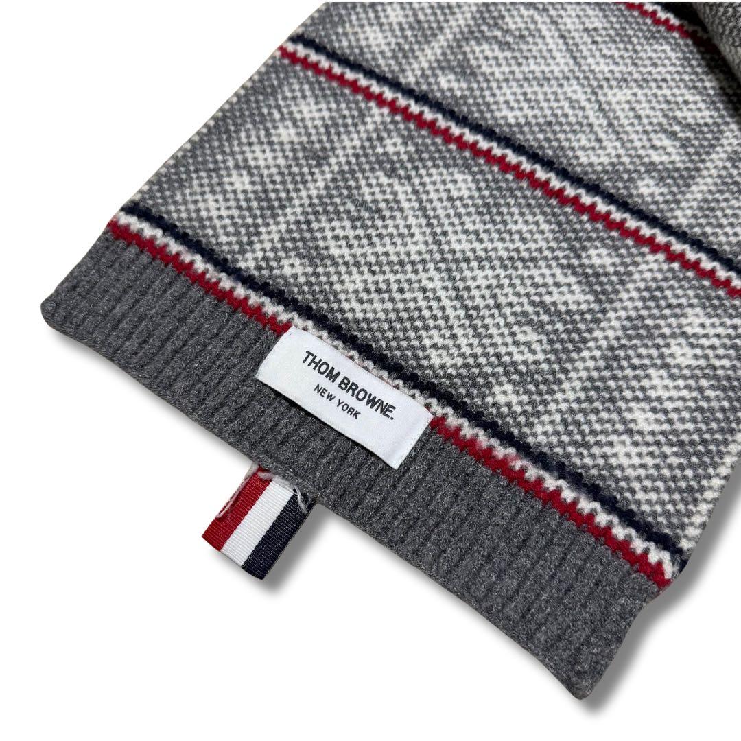 THOM BROWNE フェアアイル柄 マフラー グレー トリコロール