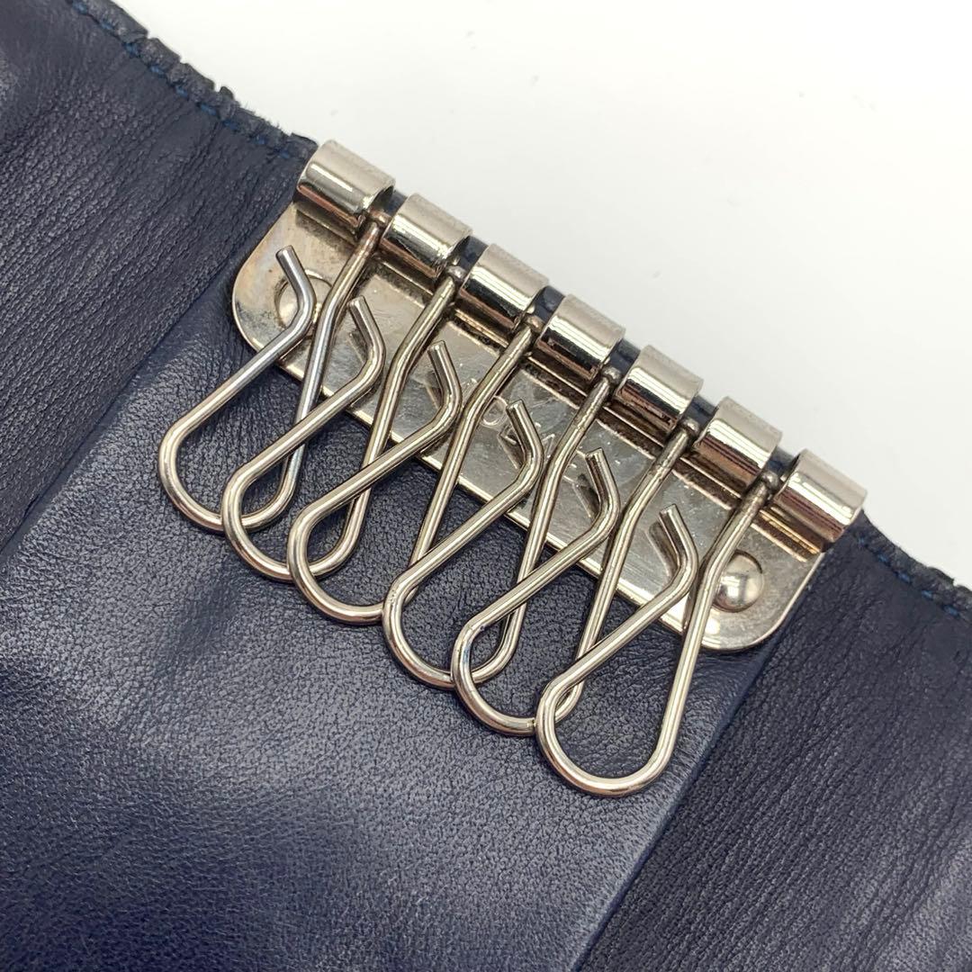 LOEWE ロエベ リピートアナグラム 6連キーケース ネイビー レザー