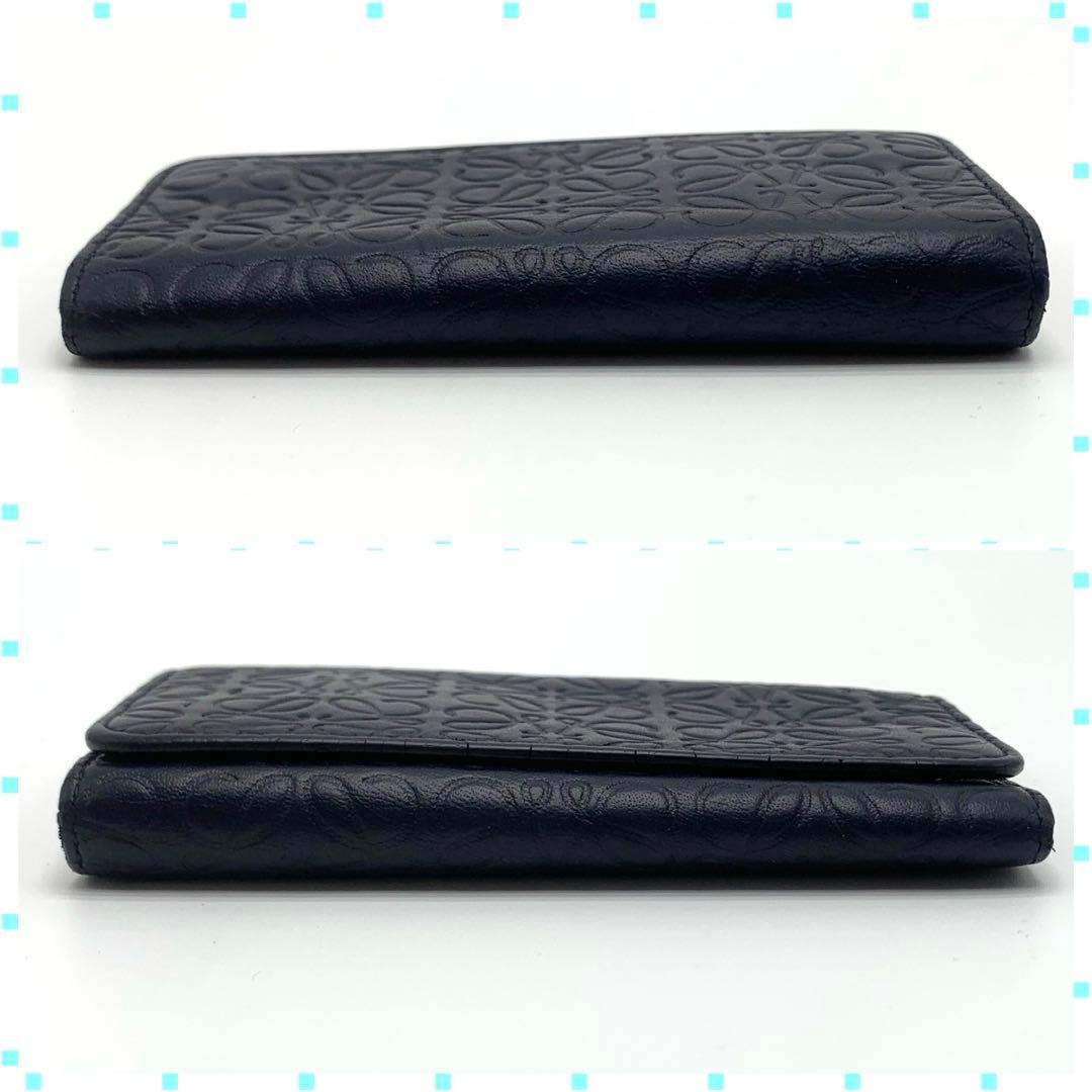 LOEWE ロエベ リピートアナグラム 6連キーケース ネイビー レザー