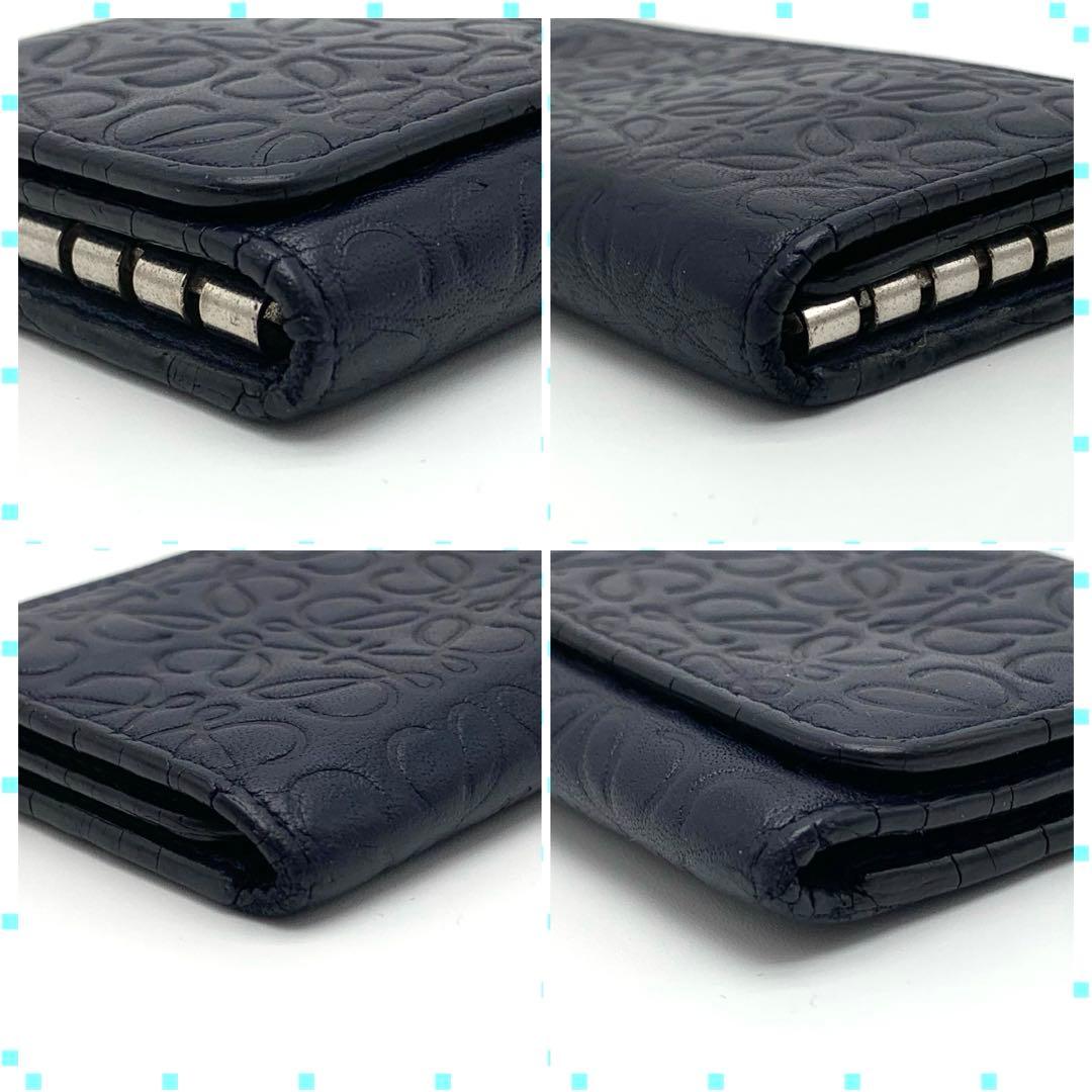 LOEWE ロエベ リピートアナグラム 6連キーケース ネイビー レザー