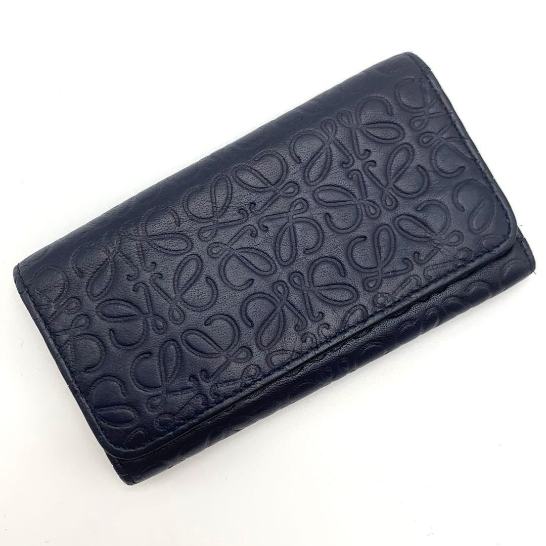 LOEWE ロエベ リピートアナグラム 6連キーケース ネイビー レザー