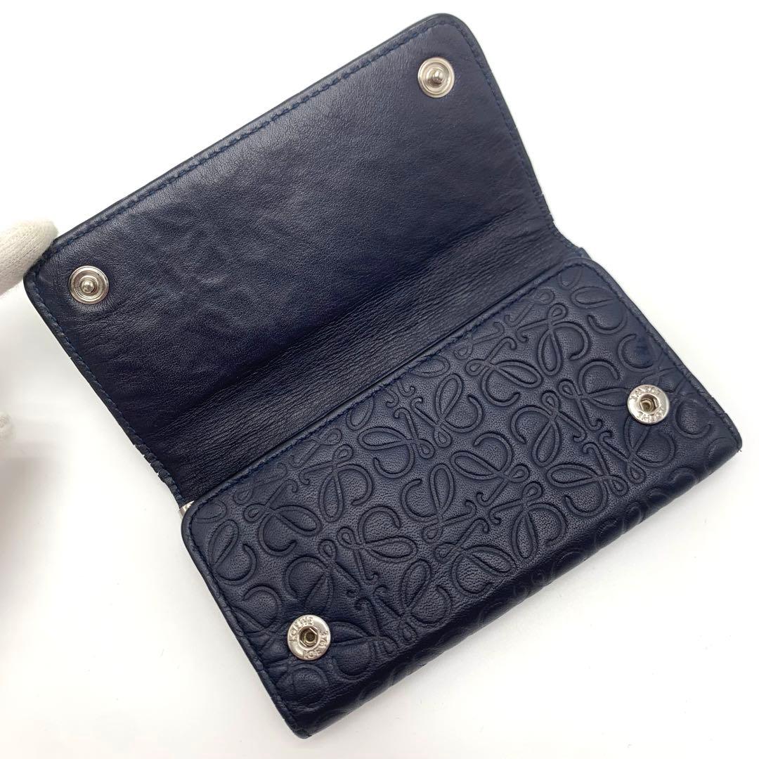 LOEWE ロエベ リピートアナグラム 6連キーケース ネイビー レザー