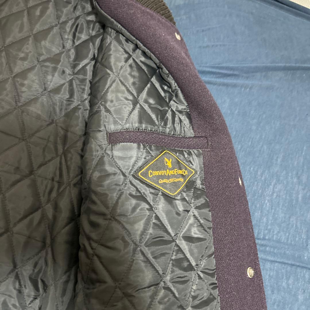 RADIALL ラディアル 袖レザー スタジャン ネイビー/ブラック 希少XL