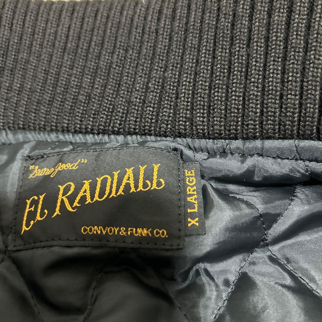 RADIALL ラディアル 袖レザー スタジャン ネイビー/ブラック 希少XL