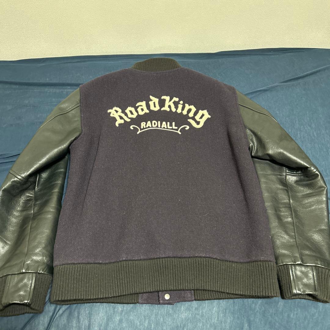 RADIALL ラディアル 袖レザー スタジャン ネイビー/ブラック 希少XL