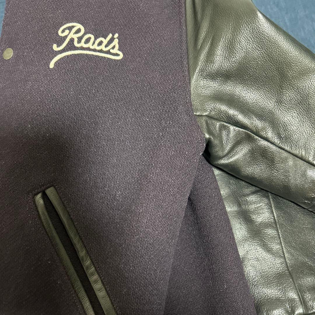 RADIALL ラディアル 袖レザー スタジャン ネイビー/ブラック 希少XL