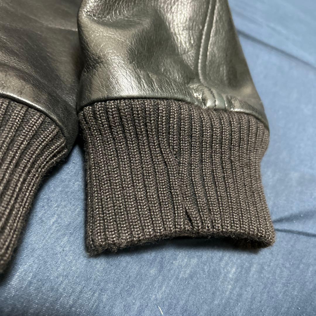 RADIALL ラディアル 袖レザー スタジャン ネイビー/ブラック 希少XL