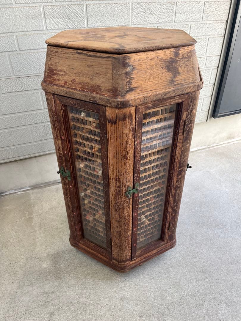 【引取限定】印鑑ラック　印鑑入れ　回転式　アンティーク　什器　希少　レトロ