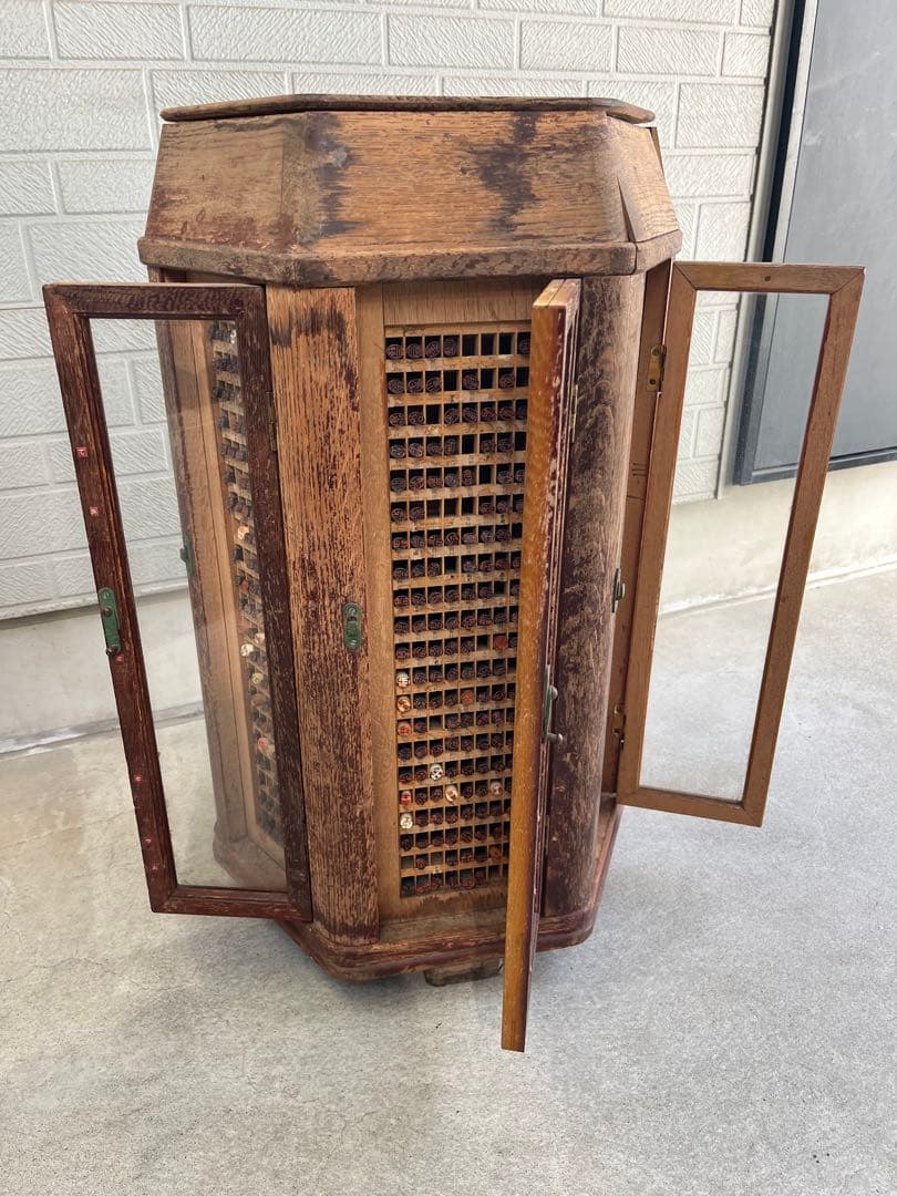 【引取限定】印鑑ラック　印鑑入れ　回転式　アンティーク　什器　希少　レトロ