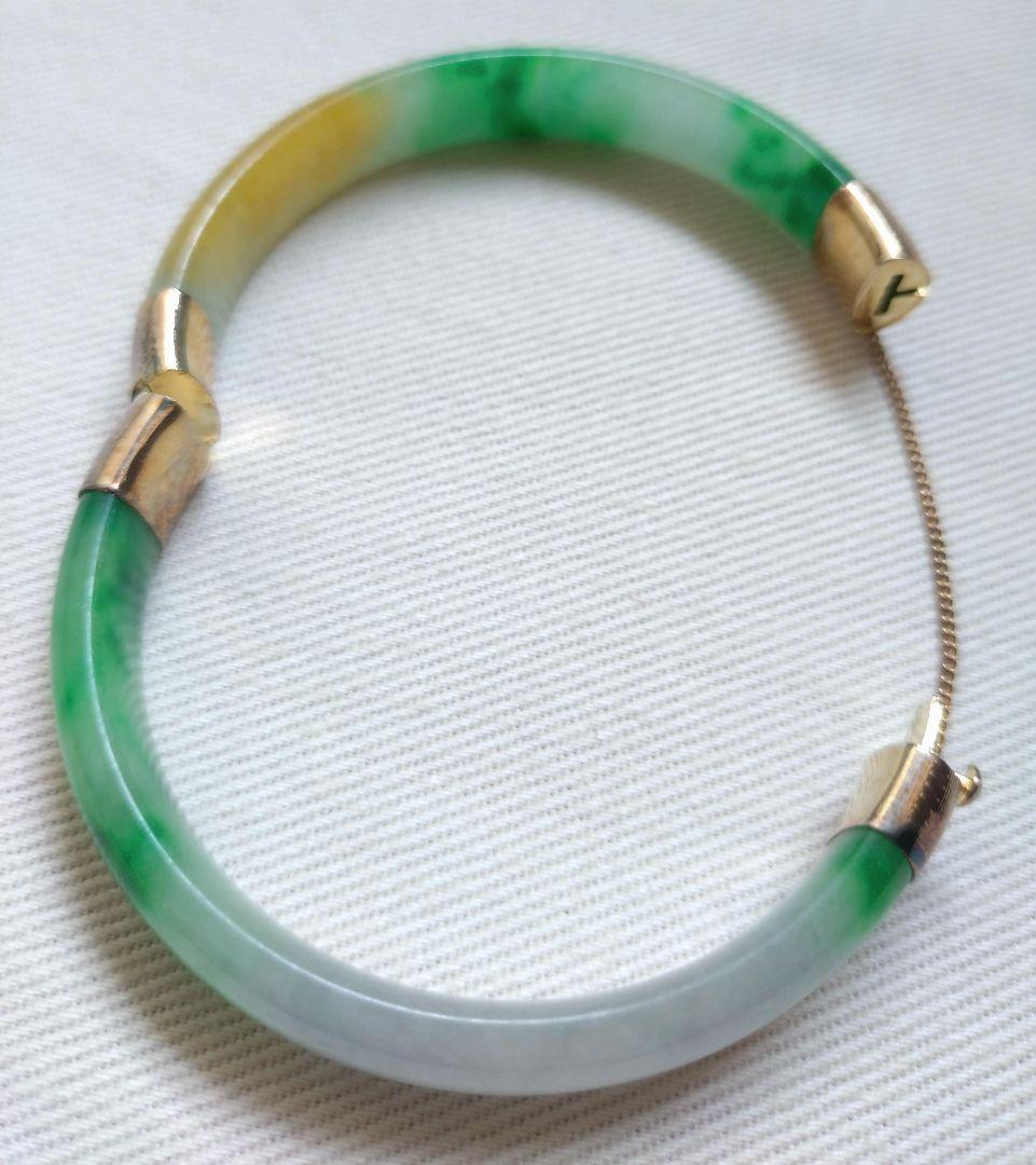 ジ*ー様 開閉式バングル チェーン付き 14Kゴールド