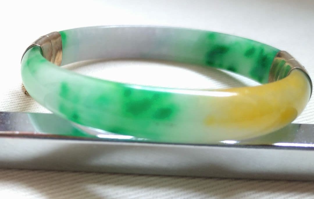 ジ*ー様 開閉式バングル チェーン付き 14Kゴールド