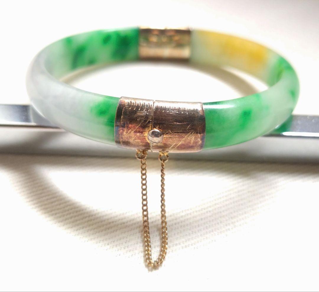 ジ*ー様 開閉式バングル チェーン付き 14Kゴールド