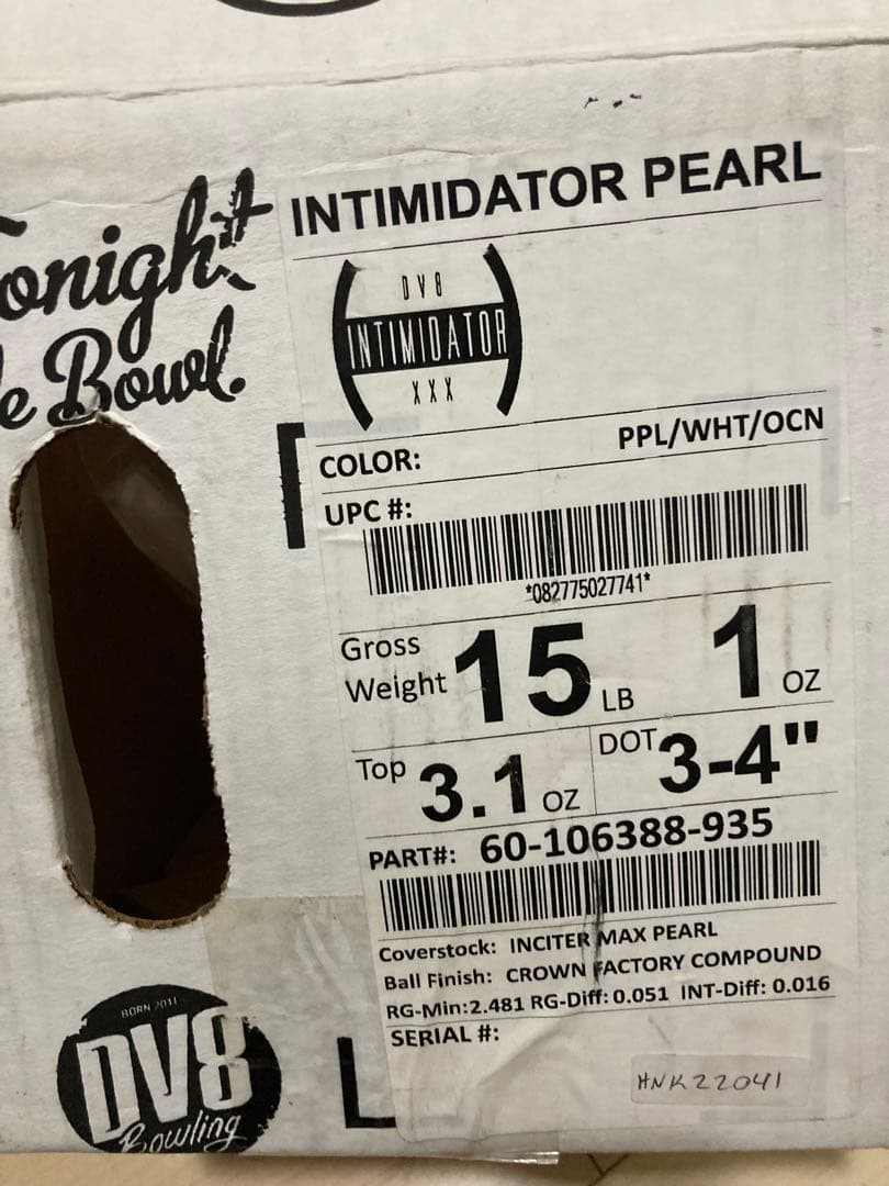 DV8 INTIMIDATOR PEARL 15ポンド