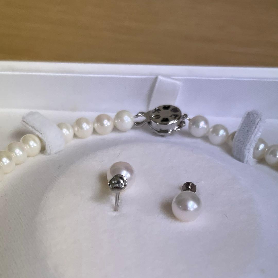 真珠　パールネックレス　K14イヤリング セット　鑑別書