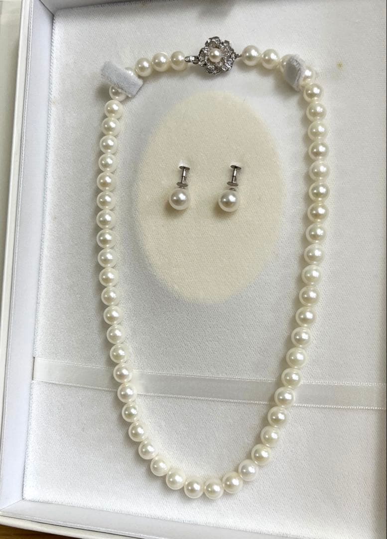 真珠　パールネックレス　K14イヤリング セット　鑑別書