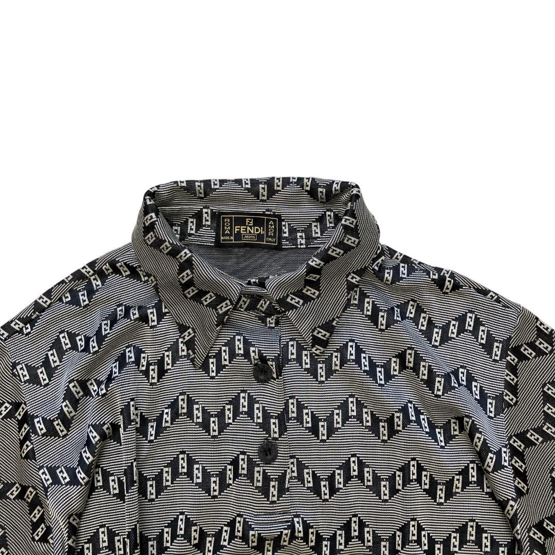 フェンディ 半袖 ポロシャツ 総柄 ヴィンテージ レディース イタリア製 M～L