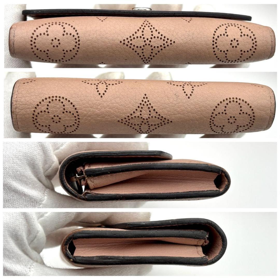 ルイヴィトン モノグラム マヒナ ポルトモネ アナエ 薄ピンク 折り財布