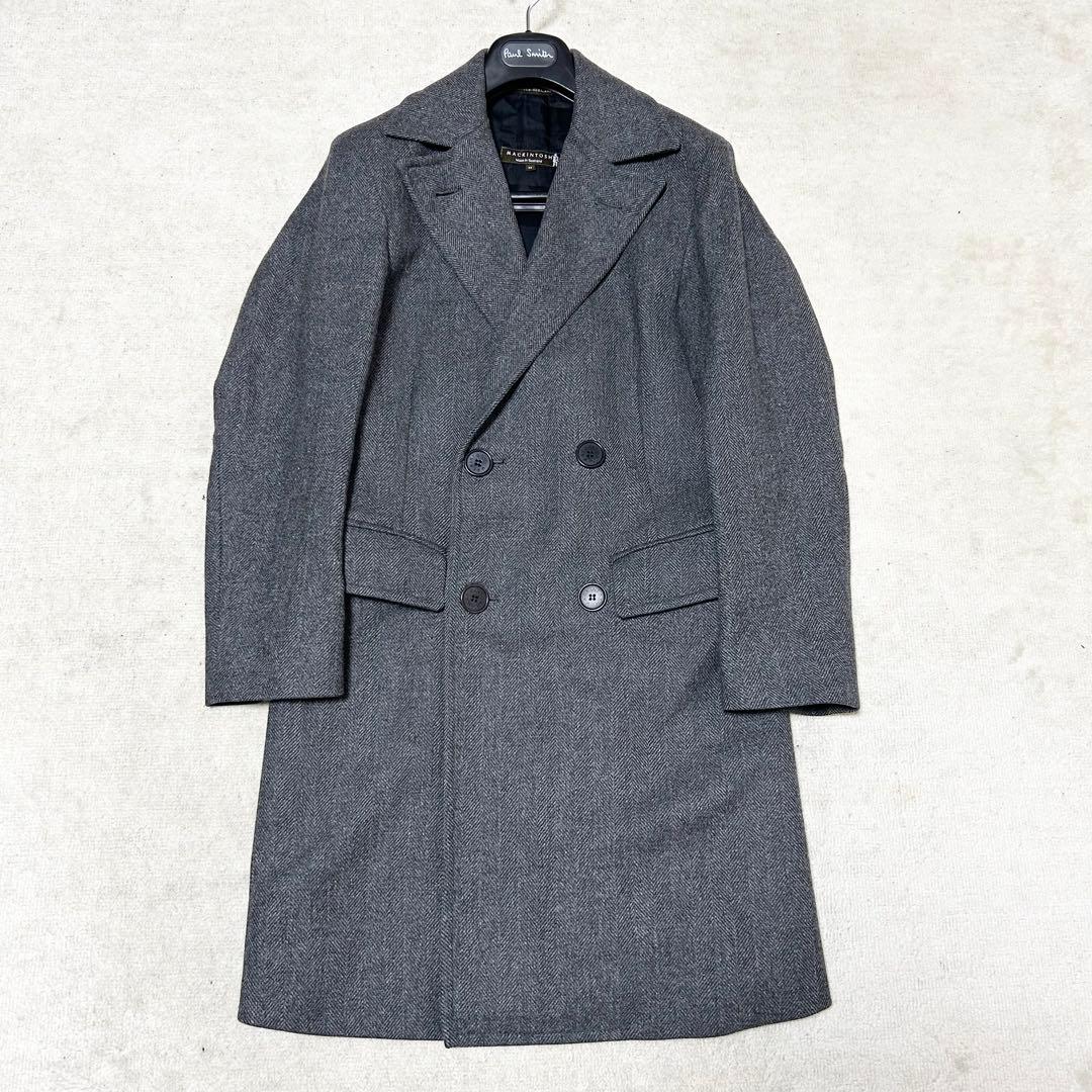 希少　マッキントッシュロンドン　ダブルブレストチェスターコート　ヘリンボーン