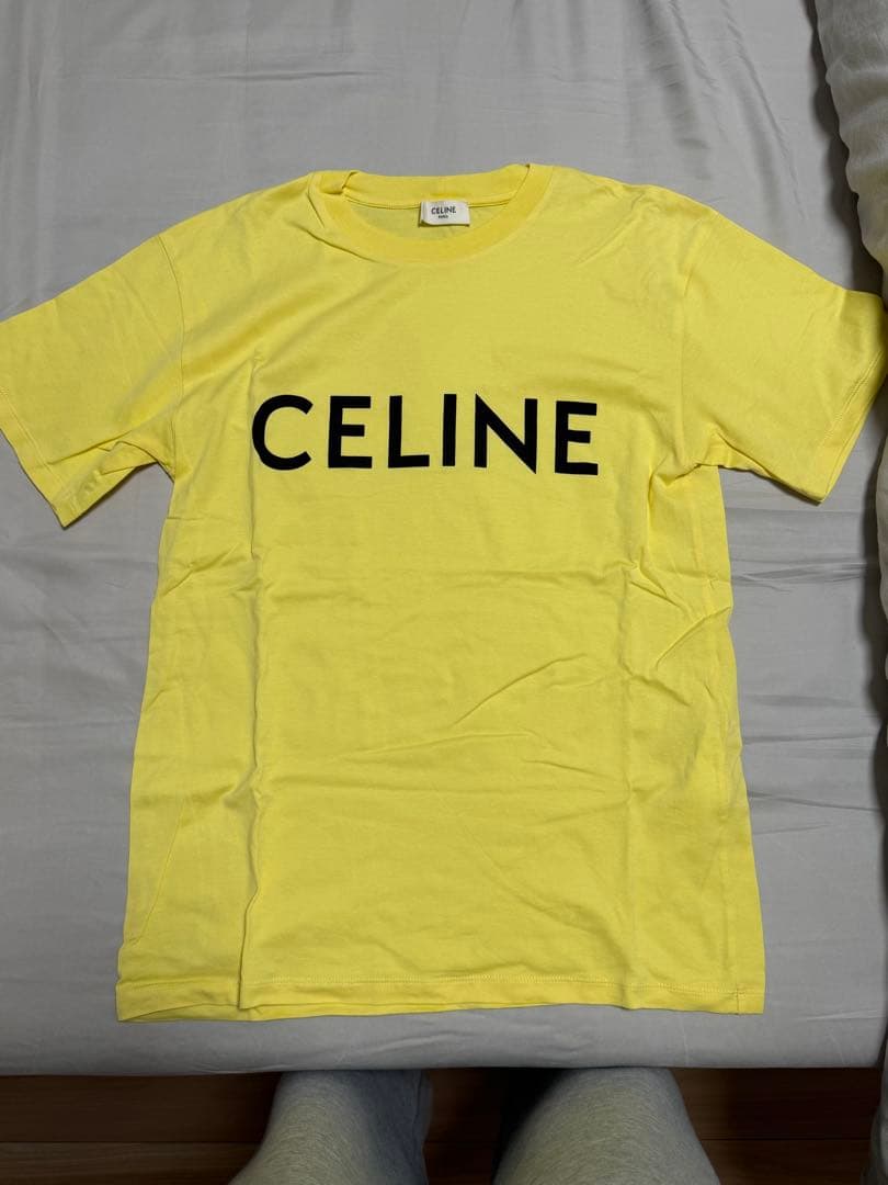 nachan CELINE イエロー ロゴ Tシャツ 半袖