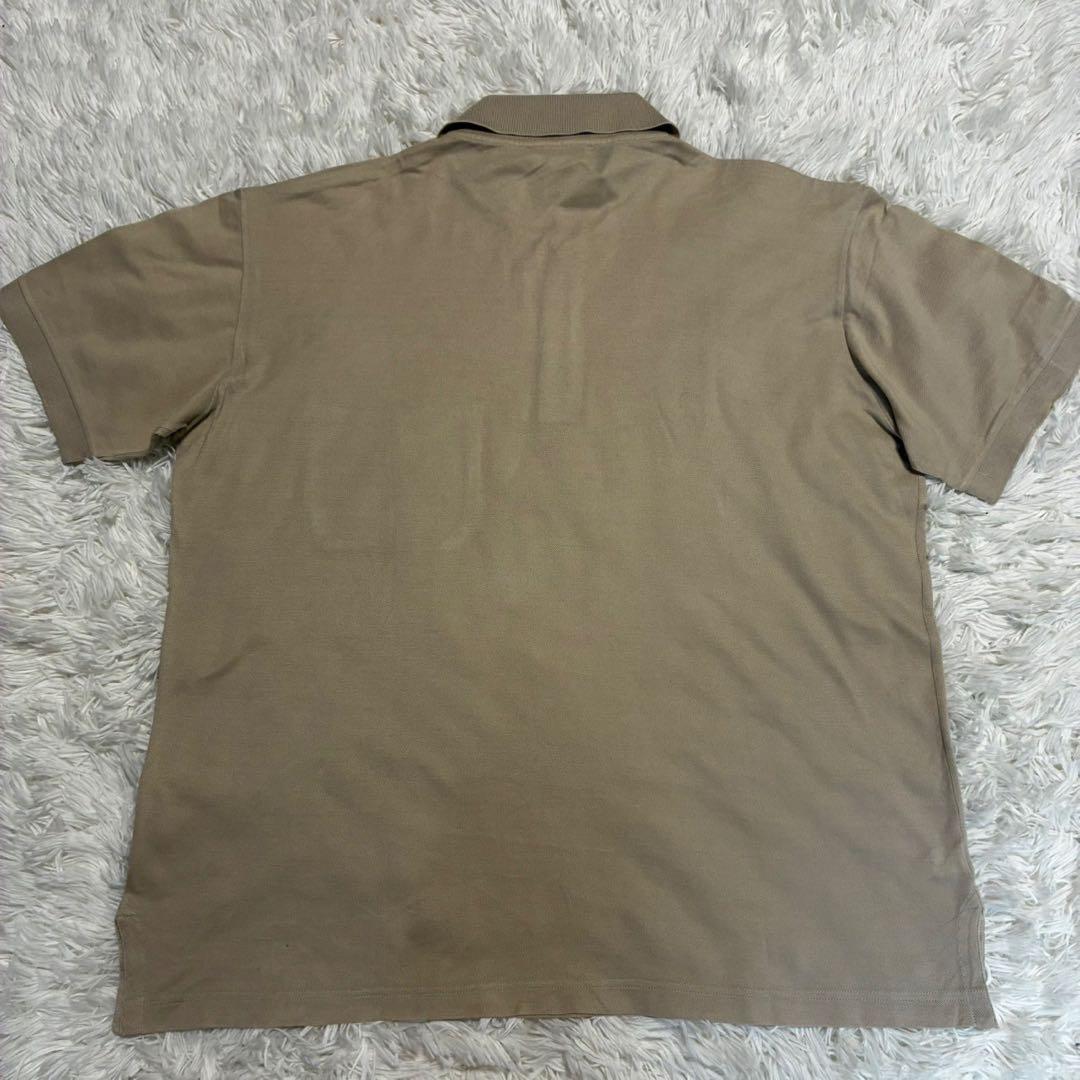 美品/XL HERMES 半袖ポロシャツ 刺繍ロゴ　ヴィンテージ　ライトブラウン